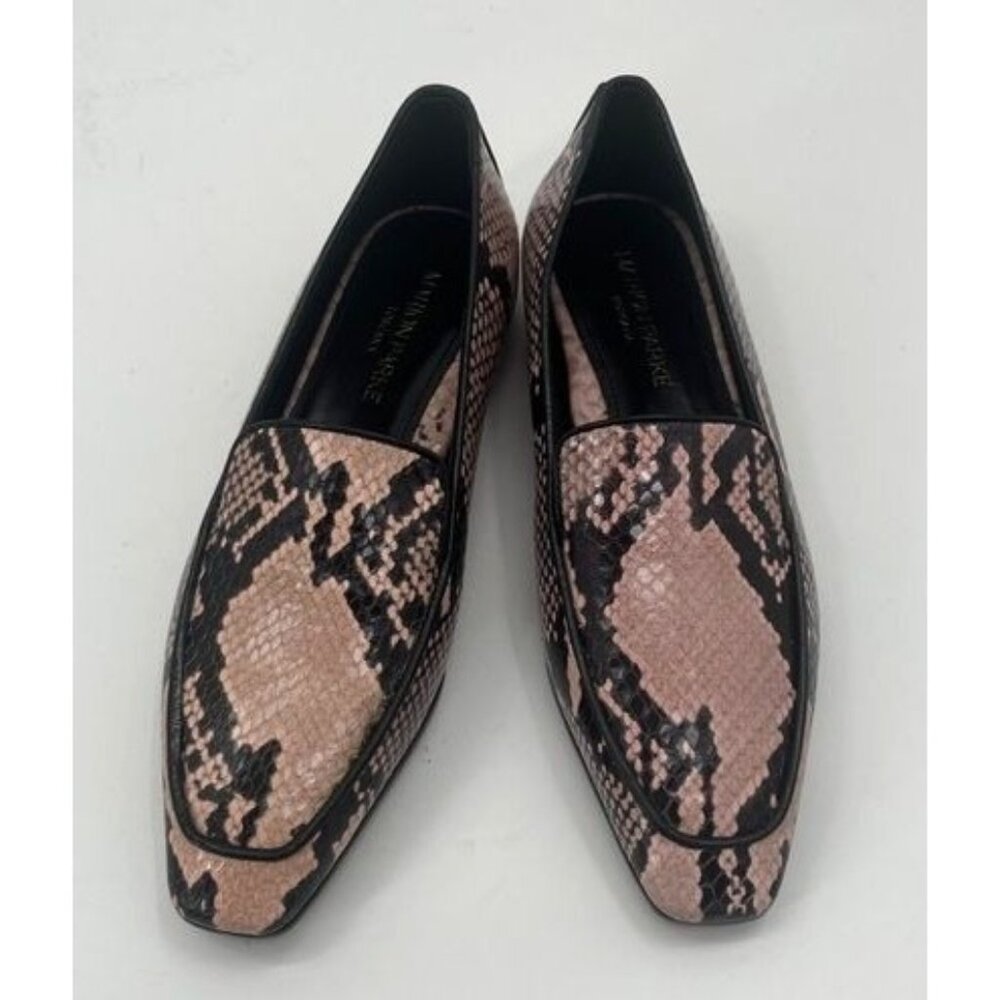 Marion Parke Caroline Snakeskin Embossed Leather Loafer in Pink Python - Size 6